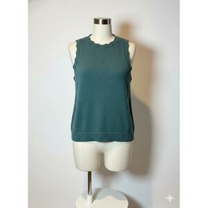 J. Crew Teal Textured Knit Sleeveless Sweater Tank Top Women's XL